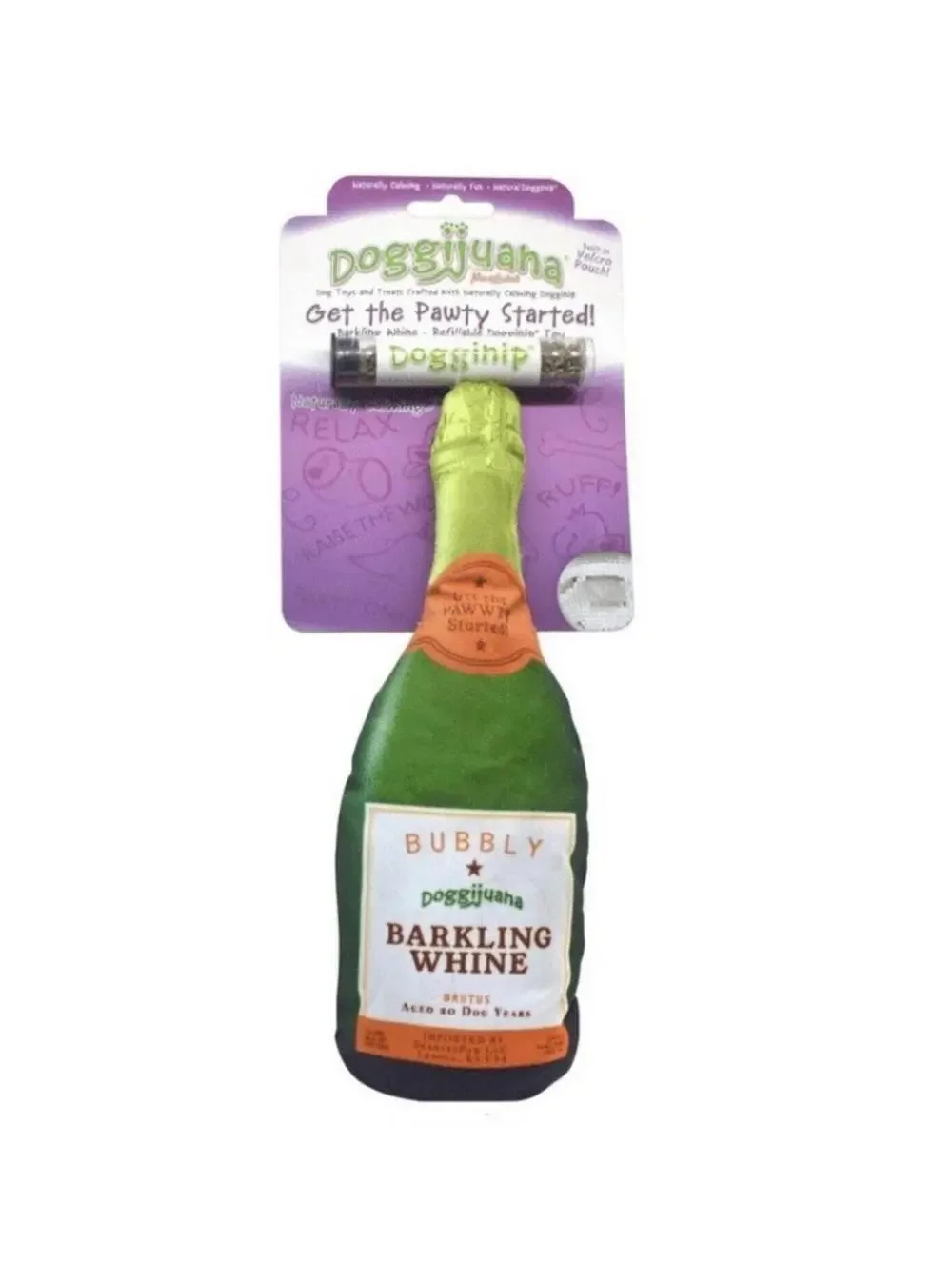 (RGB3) Doggijuana Get Pawty Started Barkling Whine Dog Toy with Dogginipp Refill